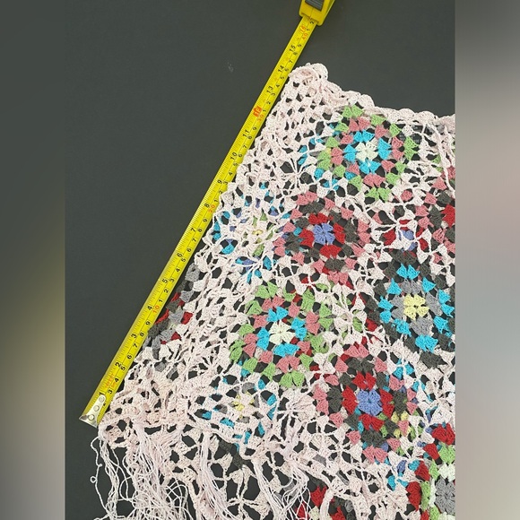 American Attitudes Crotchet Poncho Shawl w/ Fringe Girl's Vintage - Picture 4 of 5